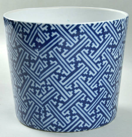 Oriental Geometric Blue 6" Cachepot