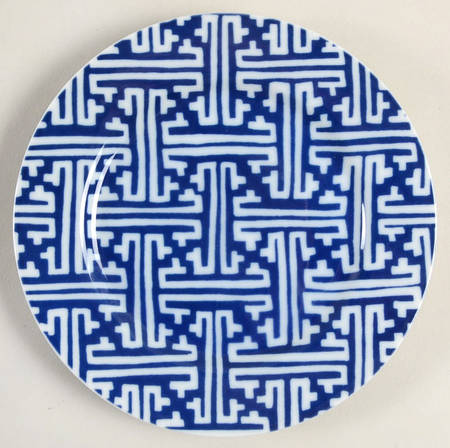 Oriental Geometric Blue Bread & Butter Plate