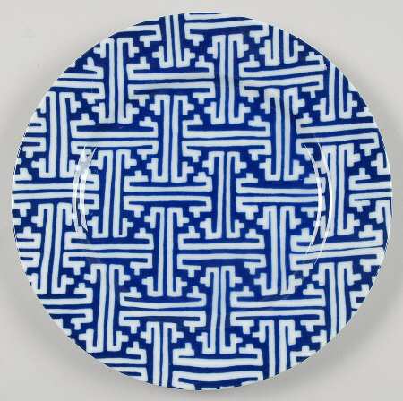 Oriental Geometric Blue Salad Plate
