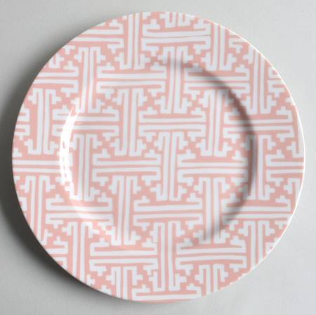 Oriental Geometric Peach Salad Plate
