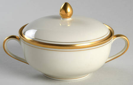 Palais Buff Flat Cream Soup Bowl & Lid Set