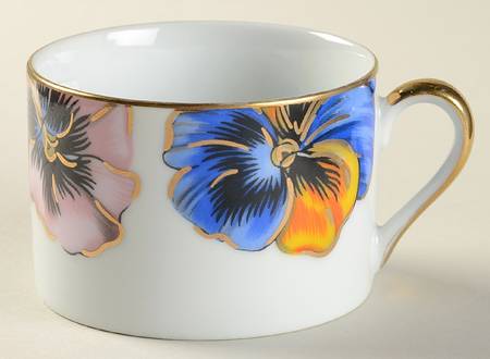 Pansies (White Body) Flat Cup