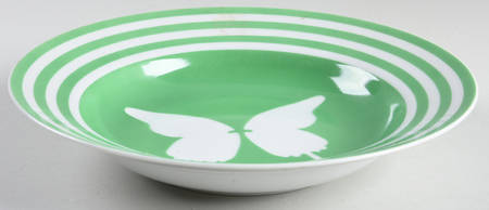 Papillon (White Butterfly on Green) Rim Soup Bowl