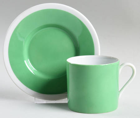 Papillon (White Butterfly on Green) Flat Demitasse Cup & Saucer Set