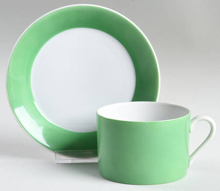 Papillon (White Butterfly on Green) Flat Cup & Saucer Set