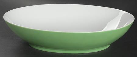 Papillon (White Butterfly on Green) 10" Oval Vegetable Bowl