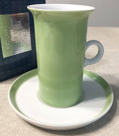 Papillon (White Butterfly on Green) Irish Coffee Cup and Saucer Set
