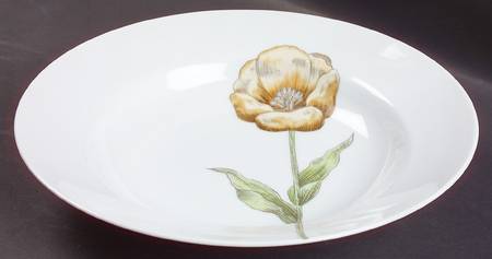 Pastel Poppy (White Background) Large Rim Soup Bowl