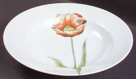 Pastel Poppy (White Background) Large Rim Soup Bowl