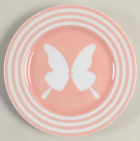 Papillon (White Butterfly on Peach) Bread & Butter Plate