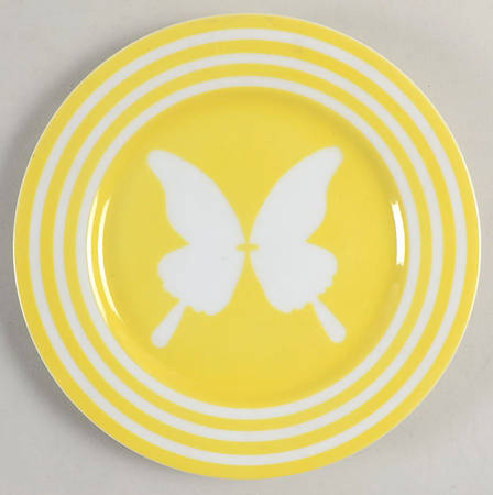 Papillon (White Butterfly on Yellow) Bread & Butter Plate