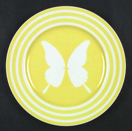 Papillon (White Butterfly on Yellow) by Fitz &amp; Floyd