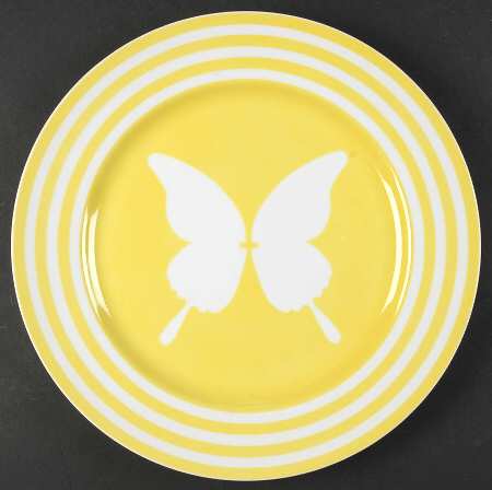 Papillon (White Butterfly on Yellow) Service Plate (Charger)
