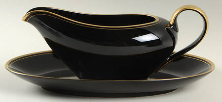 Pavillon Black Gravy Boat & Underplate/Relish