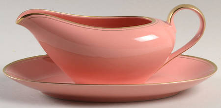 Pavillon Peach Coral Gravy Boat & Underplate/Relish