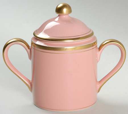 Pavillon Peach Coral Sugar Bowl & Lid