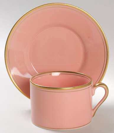 Pavillon Peach Coral Flat Cup & Saucer Set