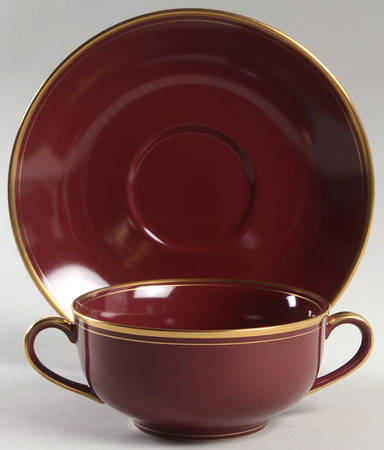 Pavillon Plum Flat Cream Soup Bowl & Saucer Set