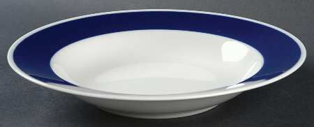 Pin Stripe Blue Rim Soup Bowl