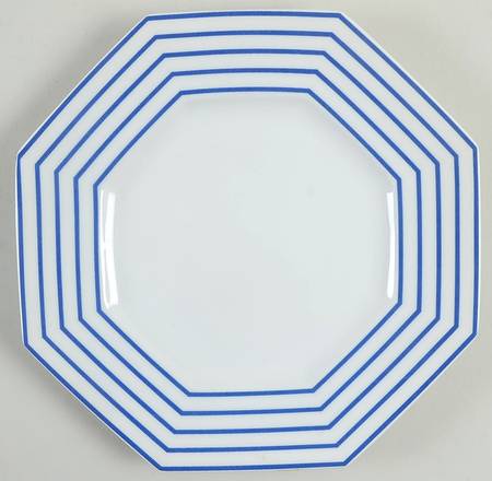 Pin Stripe Blue Salad Plate