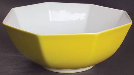 Pin Stripe Yellow 8" Octagonal Vegetable Bowl