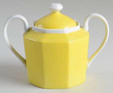 Pin Stripe Yellow Sugar Bowl & Lid