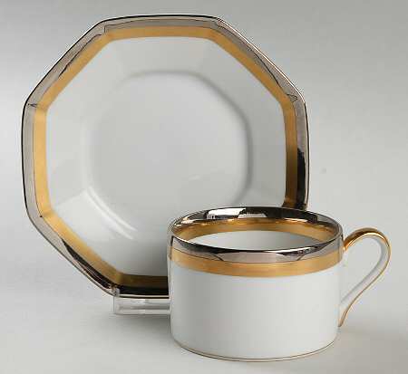 Platine D'Or (Octagonal) Flat Cup & Saucer Set