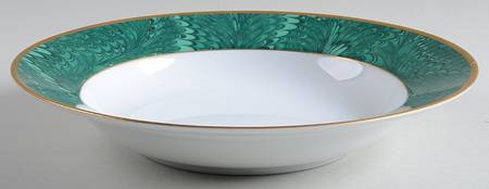 Plume d'Or Teal Green Large Rim Soup Bowl