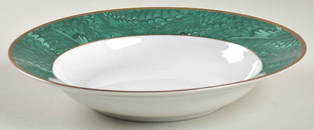Plume D'Or Teal Green Large Rim Soup Bowl