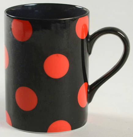 Polka Dots (Red Dots on Black) Mug