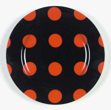 Polka Dots (Red Dots on Black) by Fitz &amp; Floyd