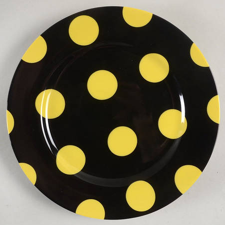 Polka Dots (Yellow Dots on Black) by Fitz &amp; Floyd