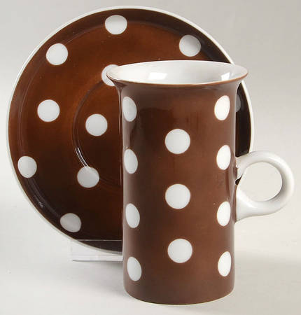 Polka Dots (White Dots on Brown) Irish Coffee Cup and Saucer Set