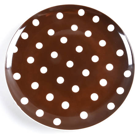 Polka Dots (White Dots on Brown) 12" Round Buffet Plate