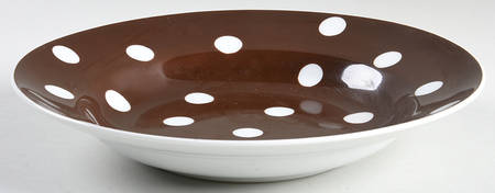 Polka Dots (White Dots on Brown) Large Rim Soup Bowl