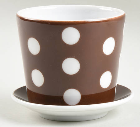 Polka Dots (White Dots on Brown) 3" Flower Pot & Underplate