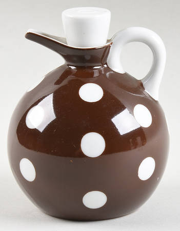 Polka Dots (White Dots on Brown) Oil Cruet and Stopper