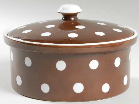 Polka Dots (White Dots on Brown) 1.5 Qt Round Covered Casserole