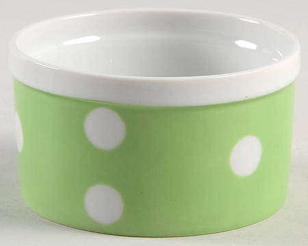 Polka Dots (White Dots on Light Green) Ramekin