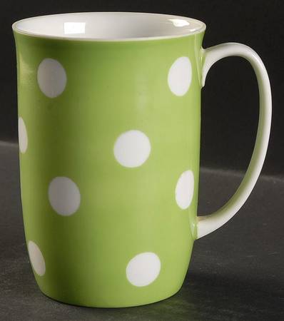 Polka Dots (White Dots on Light Green) Mug