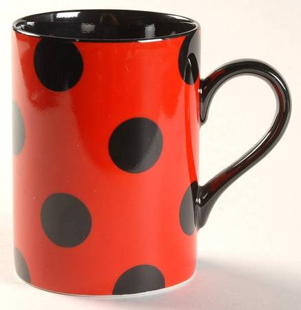 Polka Dots (Black Dots on Red) Mug