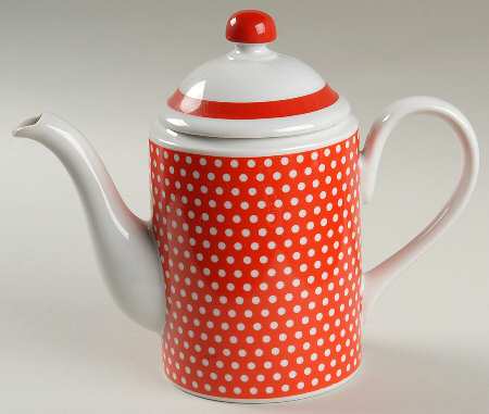 Red Dotted Swiss (Red with Small White Dots) Mini Coffee Pot & Lid