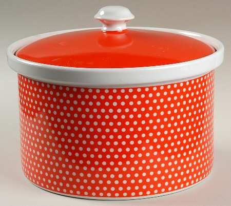 Red Dotted Swiss (Red with Small White Dots) 2.5 Qt Round Covered Casserole