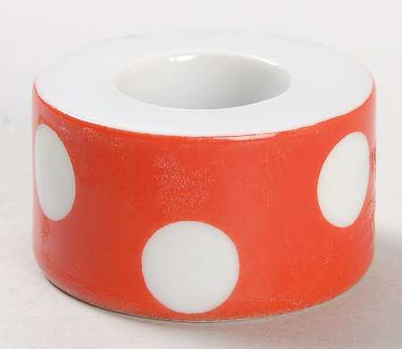 Red Dotted Swiss (Red with Small White Dots) Single Light Candlestick