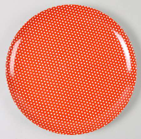 Red Dotted Swiss (Red with Small White Dots) 12" Chop Plate (Round Platter)