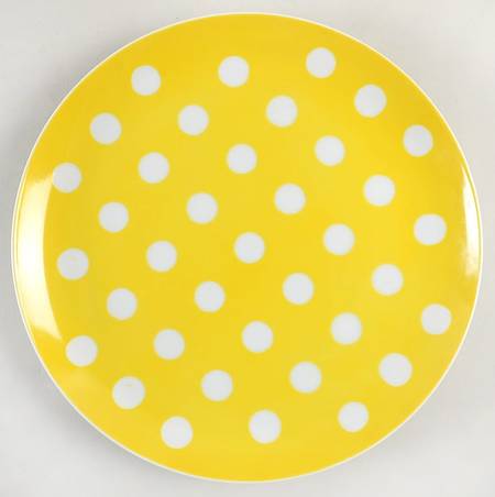 Polka Dots (White Dots on Yellow) Luncheon Plate