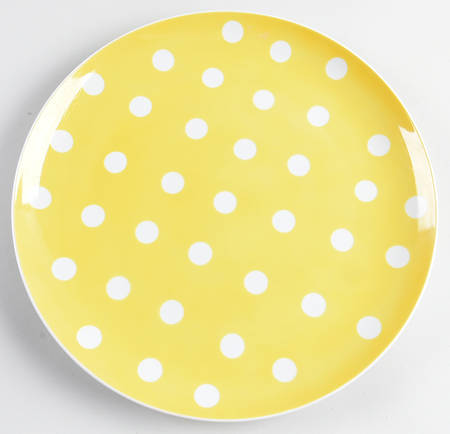 Polka Dots (White Dots on Yellow) 12" Round Buffet Plate