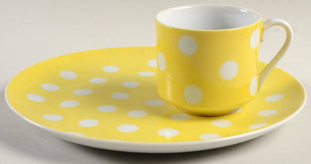 Polka Dots (White Dots on Yellow) Snack Plate & Cup Set