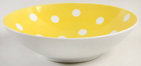 Polka Dots (White Dots on Yellow) 8" Round Vegetable Bowl