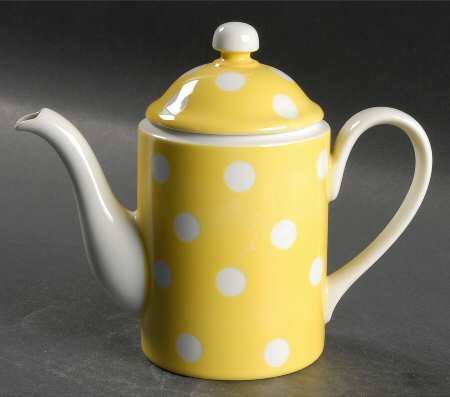 Polka Dots (White Dots on Yellow) Mini Coffee Pot & Lid